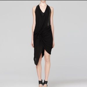 Helmut Lang Black Leather and Silk Dress Size 4